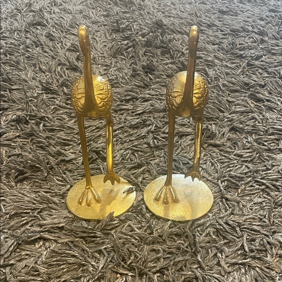 Set of 2 Gold Flamingo Figurines - Picture 2 of 8